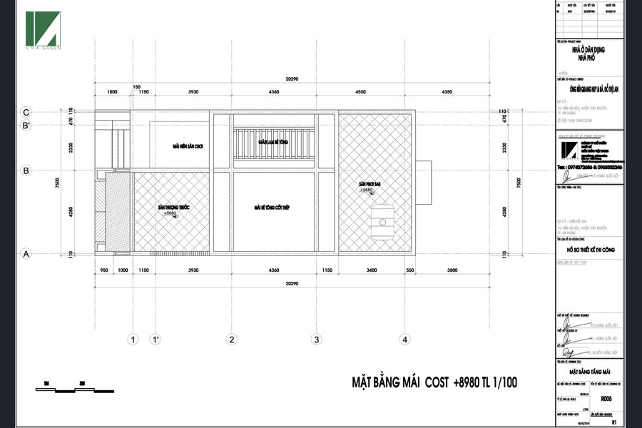 Mặt bằng tầng 3 Biệt thự mini 3 tầng hiện đại